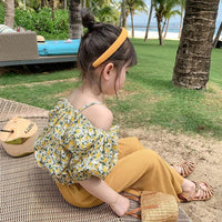 Load image into Gallery viewer, 2 Pieces Set Kid Girls Flower Print Tops And Solid Color Pants Wholesale 220524290
