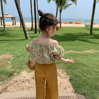 Load image into Gallery viewer, 2 Pieces Set Kid Girls Flower Print Tops And Solid Color Pants Wholesale 220524290
