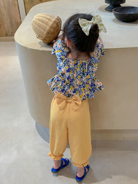 Load image into Gallery viewer, 2 Pieces Set Kid Girls Flower Print Tops And Solid Color Pants Wholesale 220524291
