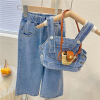 Load image into Gallery viewer, 2 Pieces Set Kid Girls Solid Color Tank Tops And Pants Jeans Wholesale 220524292
