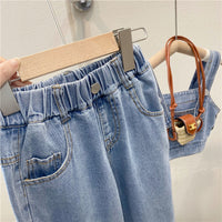 Load image into Gallery viewer, 2 Pieces Set Kid Girls Solid Color Tank Tops And Pants Jeans Wholesale 220524292
