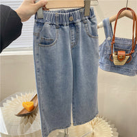 Load image into Gallery viewer, 2 Pieces Set Kid Girls Solid Color Tank Tops And Pants Jeans Wholesale 220524292
