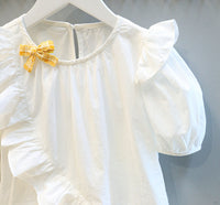 Load image into Gallery viewer, 2 Pieces Set Kid Girls Solid Color Blouses And Lace Shorts Wholesale 220524295
