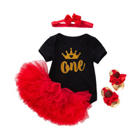 Load image into Gallery viewer, 2 Pieces Set Baby Girls Letters Print Rompers And Solid Color Skirts Wholesale 22052431

