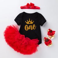 Load image into Gallery viewer, 2 Pieces Set Baby Girls Letters Print Rompers And Solid Color Skirts Wholesale 22052431
