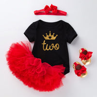Load image into Gallery viewer, 2 Pieces Set Baby Girls Letters Print Rompers And Solid Color Skirts Wholesale 22052431

