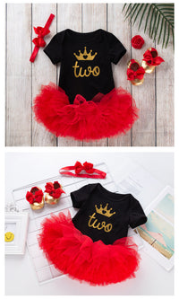 Load image into Gallery viewer, 2 Pieces Set Baby Girls Letters Print Rompers And Solid Color Skirts Wholesale 22052431
