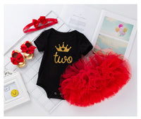 Load image into Gallery viewer, 2 Pieces Set Baby Girls Letters Print Rompers And Solid Color Skirts Wholesale 22052431
