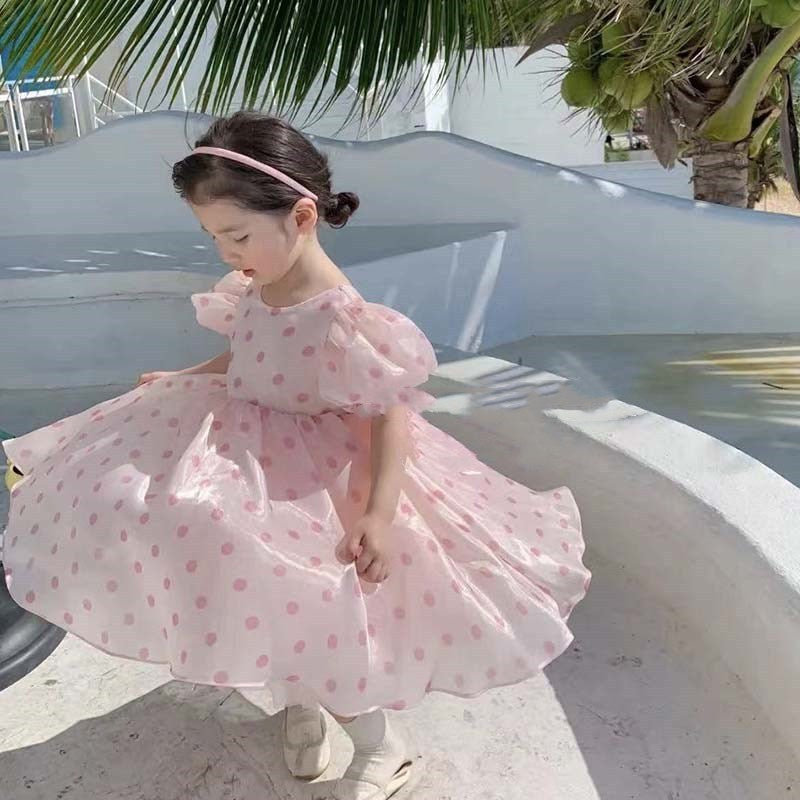 Baby Kid Girls Polka dots Print Dresses Wholesale 220524314