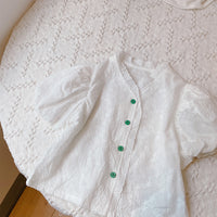 Load image into Gallery viewer, 2 Pieces Set Kid Girls Flower Embroidered Tops And Shorts Wholesale 220524316
