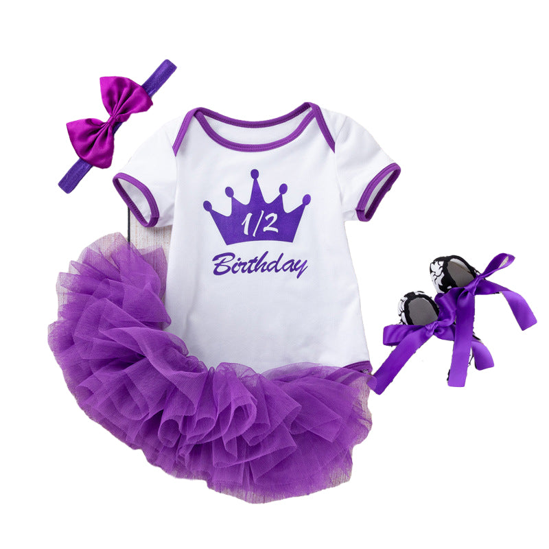 2 Pieces Set Baby Girls Letters Rompers And Solid Color Skirts Wholesale 22052432