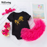 Load image into Gallery viewer, 2 Pieces Set Baby Girls Letters Rompers And Solid Color Skirts Wholesale 22052432
