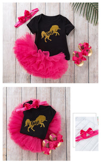 Load image into Gallery viewer, 2 Pieces Set Baby Girls Letters Rompers And Solid Color Skirts Wholesale 22052432
