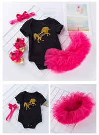 Load image into Gallery viewer, 2 Pieces Set Baby Girls Letters Rompers And Solid Color Skirts Wholesale 22052432
