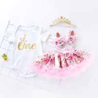 Load image into Gallery viewer, 2 Pieces Set Baby Girls Cartoon Print Rompers Rainbow And Bow Skirts Wholesale 22052438
