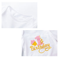 Load image into Gallery viewer, 3 Pieces Set Baby Girls Birthday Letters Print Rompers Solid Color Skirts And Bow Headwear Wholesale 22052439
