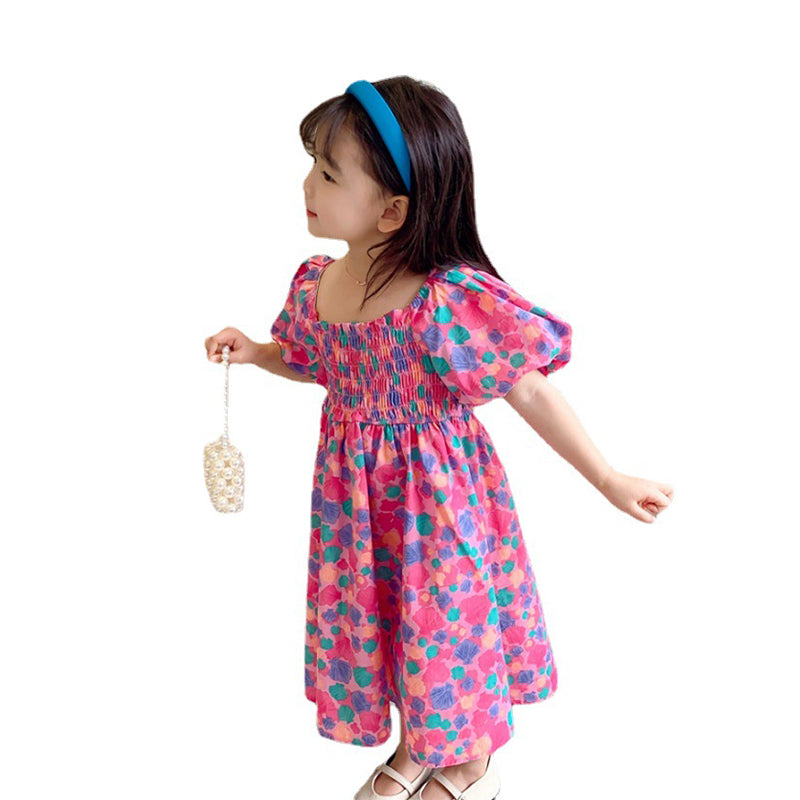 Baby Kid Girls Flower Print Dresses Wholesale 220524393
