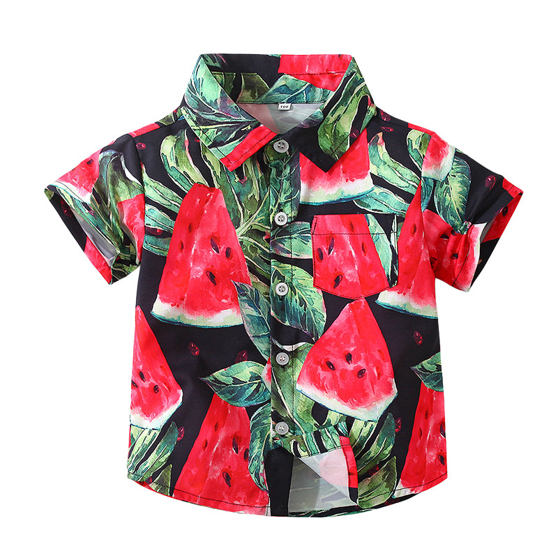 Baby Kid Boys Fruit Plant Print Beach Shirts Wholesale 220524401