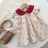 Load image into Gallery viewer, Baby Kid Girls Color-blocking Fruit Print Dresses Wholesale 220524405
