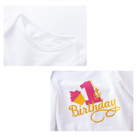 Load image into Gallery viewer, 3 Pieces Set Baby Girls Birthday Letters Print Rompers Solid Color Skirts And Bow Headwear Wholesale 22052441
