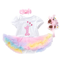 Load image into Gallery viewer, Baby Girls Rainbow Alphabet Print Rompers Wholesale 22052442
