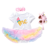 Load image into Gallery viewer, Baby Girls Rainbow Alphabet Print Rompers Wholesale 22052442
