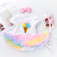 Load image into Gallery viewer, Baby Girls Rainbow Alphabet Print Rompers Wholesale 22052442
