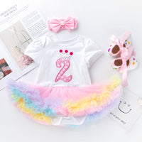 Load image into Gallery viewer, Baby Girls Rainbow Alphabet Print Rompers Wholesale 22052442
