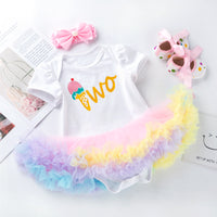 Load image into Gallery viewer, Baby Girls Rainbow Alphabet Print Rompers Wholesale 22052442
