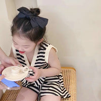 Load image into Gallery viewer, 2 Pieces Set Baby Kid Girls Striped Bow Tops And Shorts Wholesale 220524425
