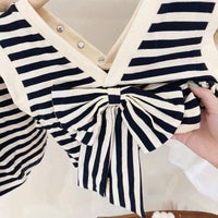 Load image into Gallery viewer, 2 Pieces Set Baby Kid Girls Striped Bow Tops And Shorts Wholesale 220524425
