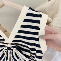 Load image into Gallery viewer, 2 Pieces Set Baby Kid Girls Striped Bow Tops And Shorts Wholesale 220524425
