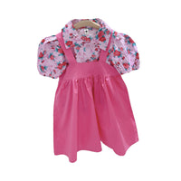 Load image into Gallery viewer, 2 Pieces Set Baby Kid Girls Flower Print Shirts And Solid Color Dresses Wholesale 220524436
