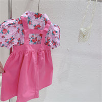 Load image into Gallery viewer, 2 Pieces Set Baby Kid Girls Flower Print Shirts And Solid Color Dresses Wholesale 220524436
