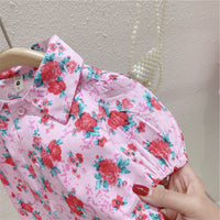 Load image into Gallery viewer, 2 Pieces Set Baby Kid Girls Flower Print Shirts And Solid Color Dresses Wholesale 220524436
