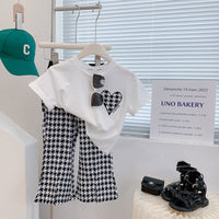 Load image into Gallery viewer, 2 Pieces Set Baby Kid Girls Houndstooth T-Shirts And Pants Wholesale 220524449
