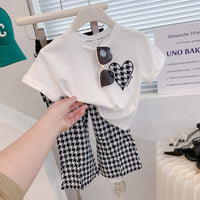 Load image into Gallery viewer, 2 Pieces Set Baby Kid Girls Houndstooth T-Shirts And Pants Wholesale 220524449
