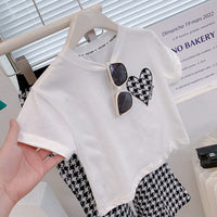 Load image into Gallery viewer, 2 Pieces Set Baby Kid Girls Houndstooth T-Shirts And Pants Wholesale 220524449

