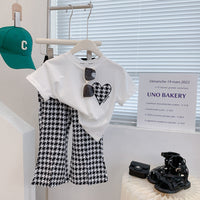 Load image into Gallery viewer, 2 Pieces Set Baby Kid Girls Houndstooth T-Shirts And Pants Wholesale 220524449
