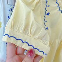 Load image into Gallery viewer, 2 Pieces Set Baby Kid Girls Solid Color Blouses And Flower Pants Wholesale 220524454
