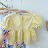 Load image into Gallery viewer, 2 Pieces Set Baby Kid Girls Solid Color Blouses And Flower Pants Wholesale 220524454
