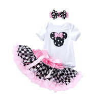 Load image into Gallery viewer, 3 Pieces Set Baby Girls Letters Print Rompers Solid Color Rainbow Skirts And Bow Headwear Wholesale 22052455
