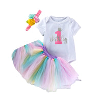 Load image into Gallery viewer, 2 Pieces Set Baby Girls Letters Print Rompers And Rainbow Skirts Wholesale 22052456
