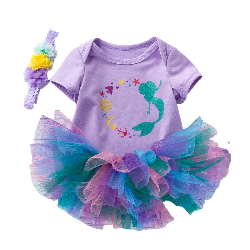2 Pieces Set Baby Girls Letters Print Rompers And Rainbow Skirts Wholesale 22052456