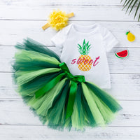 Load image into Gallery viewer, 2 Pieces Set Baby Girls Letters Print Rompers And Rainbow Skirts Wholesale 22052456
