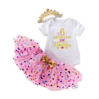 Load image into Gallery viewer, 3 Pieces Set Baby Girls Birthday Letters Print Rompers And Bow Skirts And Headwear Wholesale 22052469
