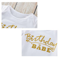 Load image into Gallery viewer, 3 Pieces Set Baby Girls Birthday Letters Print Rompers And Bow Skirts And Headwear Wholesale 22052469
