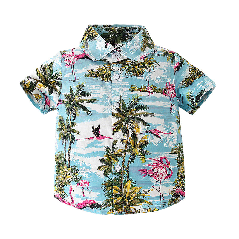 Baby Kid Boys Tropical print Plant Beach Shirts Wholesale 22052470