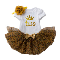 Load image into Gallery viewer, 3 Pieces Set Baby Girls Letters Love heart Print Rompers And Leopard Bow Skirts And Headwear Wholesale 22052480
