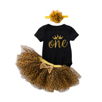 Load image into Gallery viewer, 3 Pieces Set Baby Girls Letters Love heart Print Rompers And Leopard Bow Skirts And Headwear Wholesale 22052480
